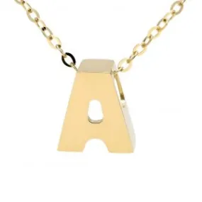 14K Women's Yellow Gold A Initial Necklace