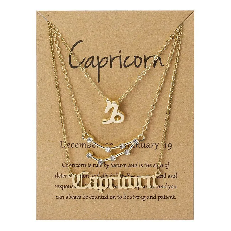 3Pcs/set 12 Zodiac Sign Necklace Women*