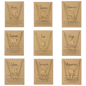 3Pcs/set 12 Zodiac Sign Necklace Women*