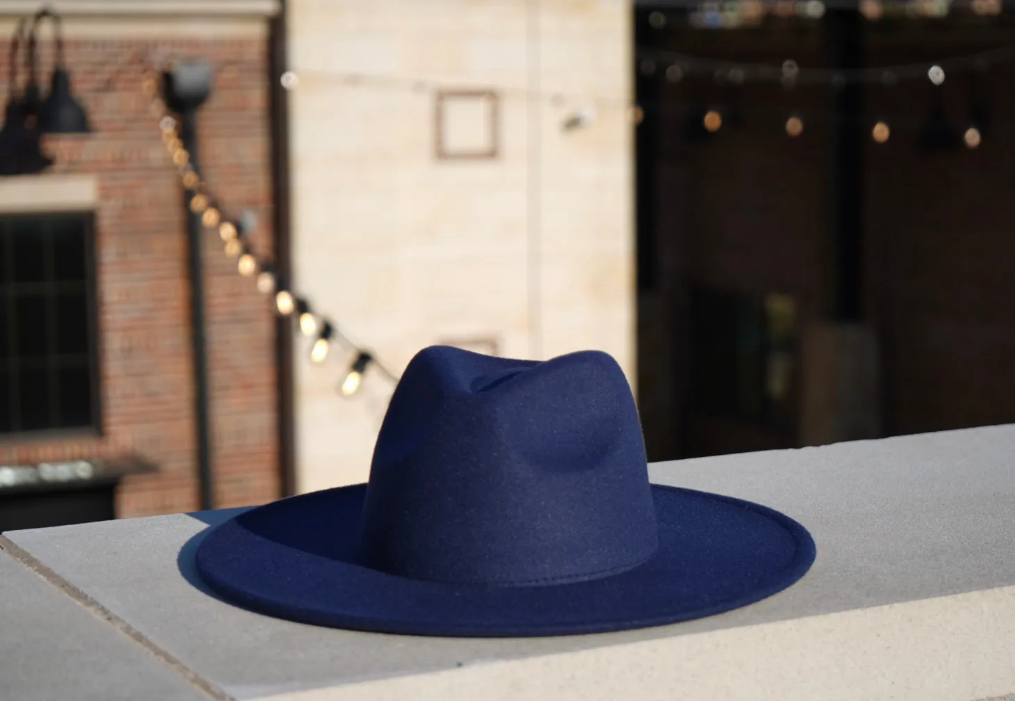 Atlanta Wide Brim Fedora - Navy Blue