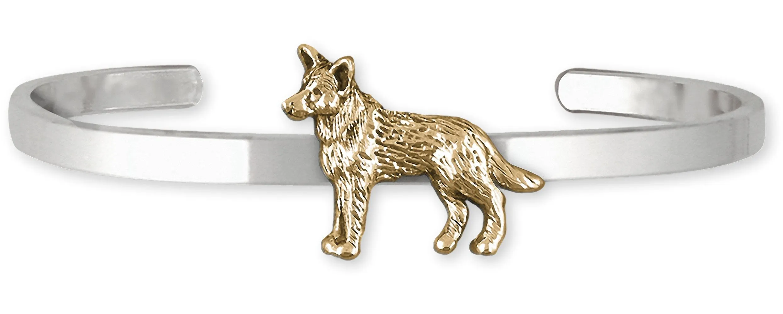 Australian Cattle Dog Jewelry Silver And 14k Gold Handmade Cattle Dog Bracelet  ACD8-TNCB