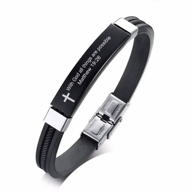 Bible Verse Bracelet <br> Matthew 19:26 (Silicone)