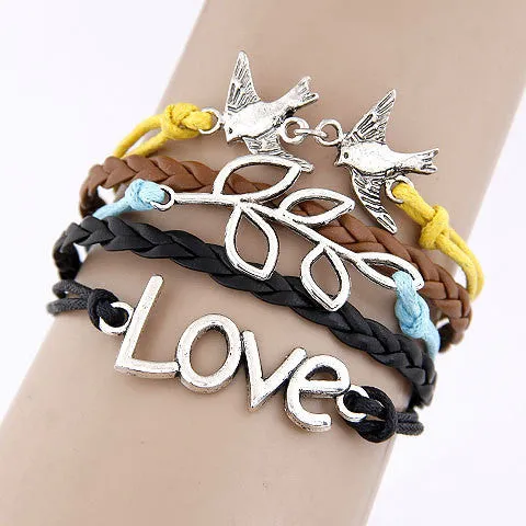 Charm Vintage Multilayer Charm Leather Bracelet Women Owl Cross Believe Bracelets Cheap Statement Jewelry Lady Best Friends Gift