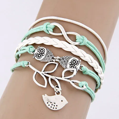 Charm Vintage Multilayer Charm Leather Bracelet Women Owl Cross Believe Bracelets Cheap Statement Jewelry Lady Best Friends Gift