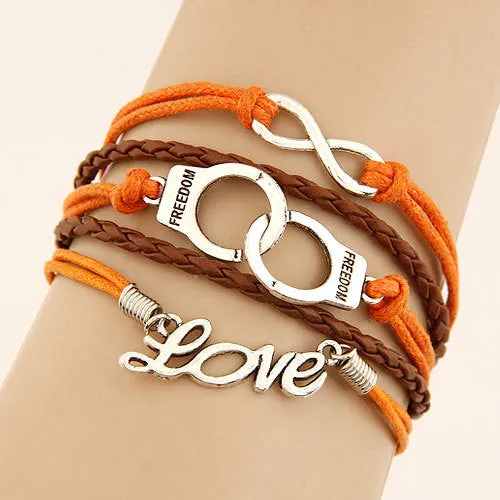 Charm Vintage Multilayer Charm Leather Bracelet Women Owl Cross Believe Bracelets Cheap Statement Jewelry Lady Best Friends Gift