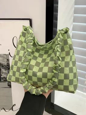 Checkerboard Pleated Handbags Bags