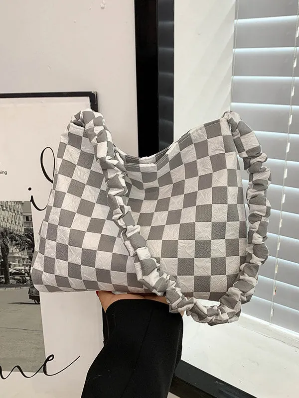 Checkerboard Pleated Handbags Bags