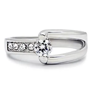 CJ145TK Wholesale Stainless Steel Clear Cubic Zirconia Ring