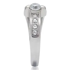 CJ145TK Wholesale Stainless Steel Clear Cubic Zirconia Ring