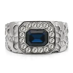 CJ7708OS Wholesale Stainless Steel Sapphire Austrian Crystal Men's Ring