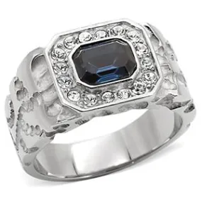 CJ7708OS Wholesale Stainless Steel Sapphire Austrian Crystal Men's Ring