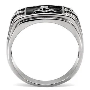 CJ7879OS Wholesale Stainless Steel 4-Stone Masonic Men's Ring