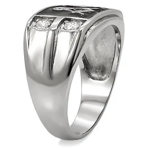 CJ7879OS Wholesale Stainless Steel 4-Stone Masonic Men's Ring