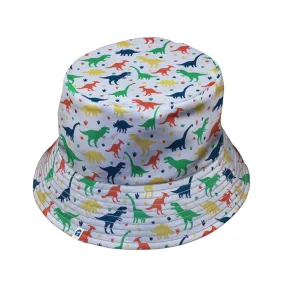 Colorful Dinosaur Silhouettes White Bucket Hat