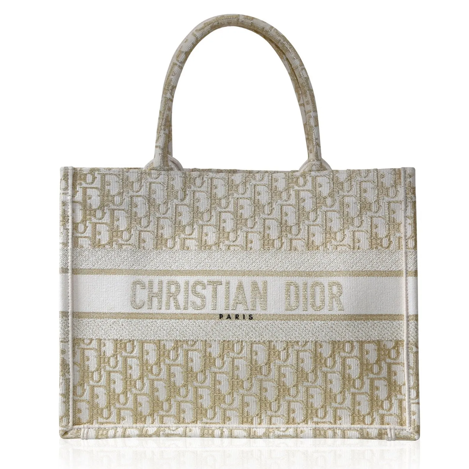 DIOR Medium Book Tote White and Gold