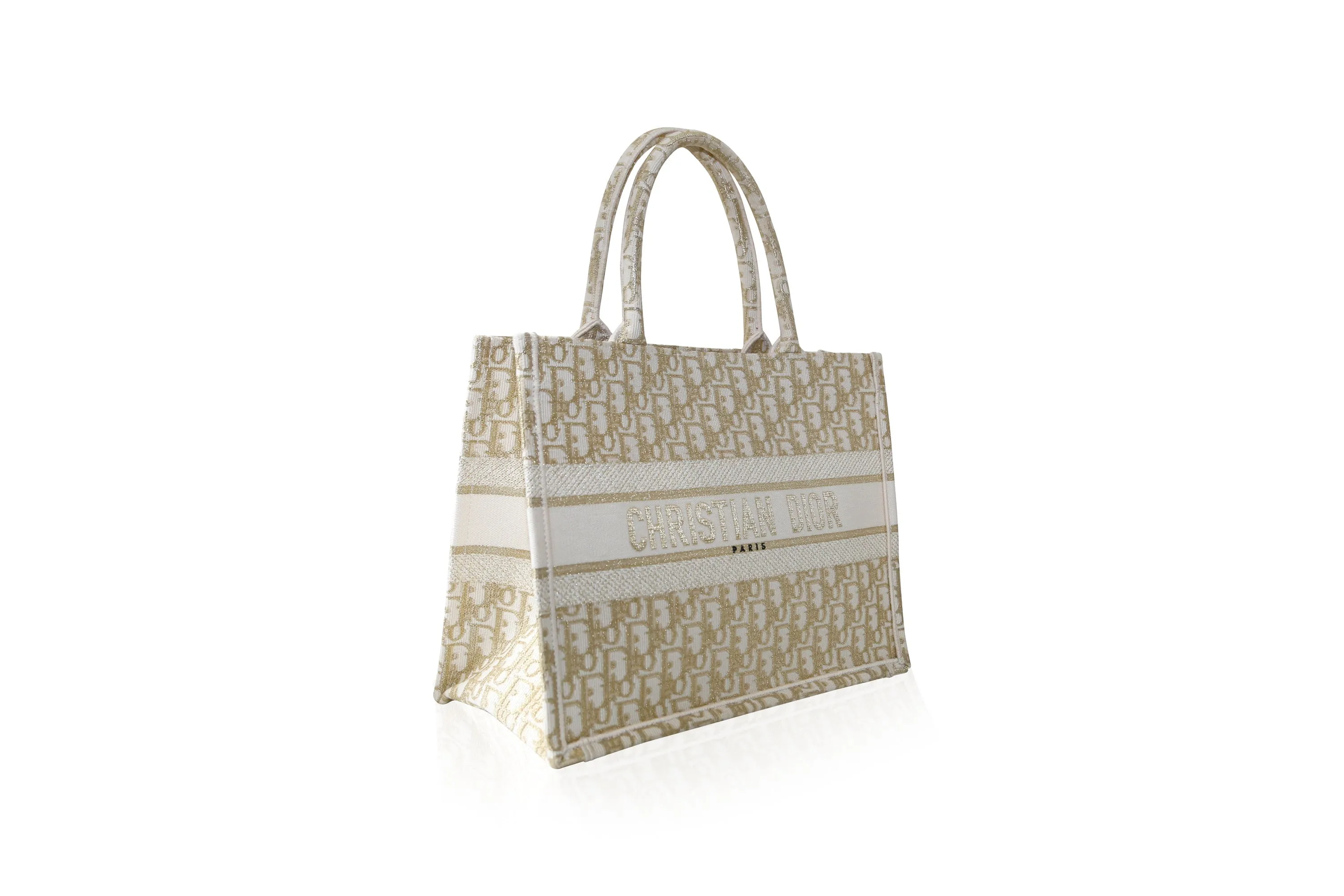 DIOR Medium Book Tote White and Gold