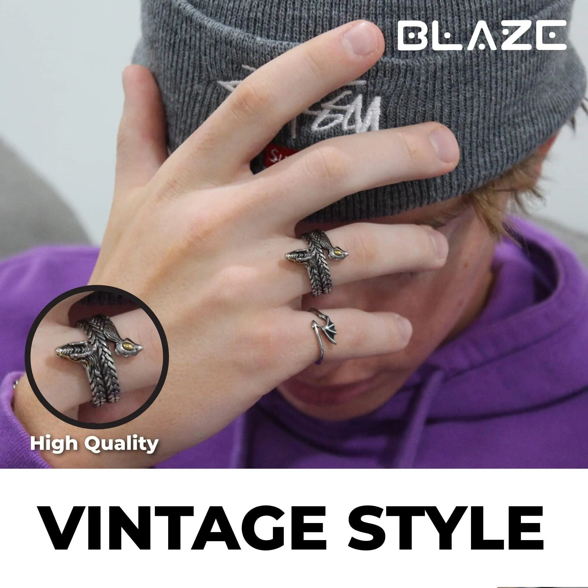 Dragon Rings   Premium Stainless Steel Vintage Punk Rings for Themed