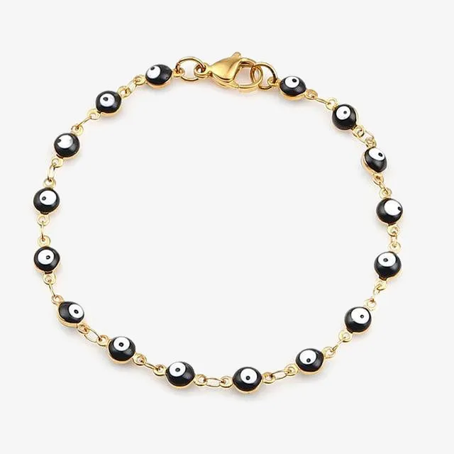 Evil Eye Enamel Bead Bracelet Jewelry For Women Men