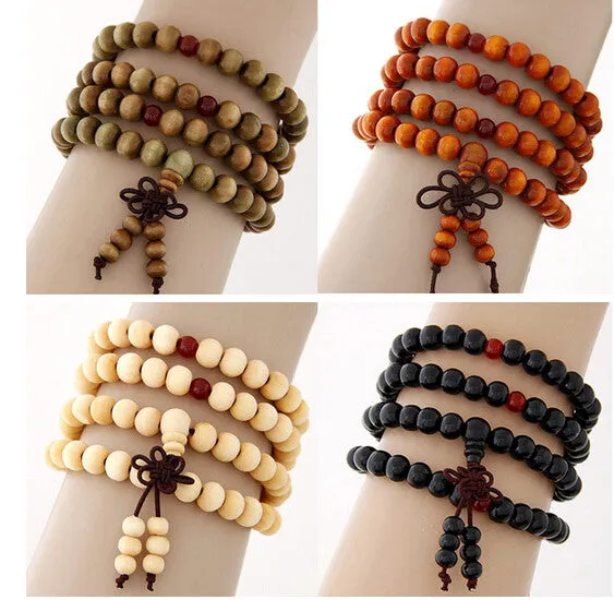 Fashion Wood Beads Buddha Bracelet Men Women Multilayer Bracelets & Bangles Pulseiras Pulseras Mujer Malas Tibet Jewelry