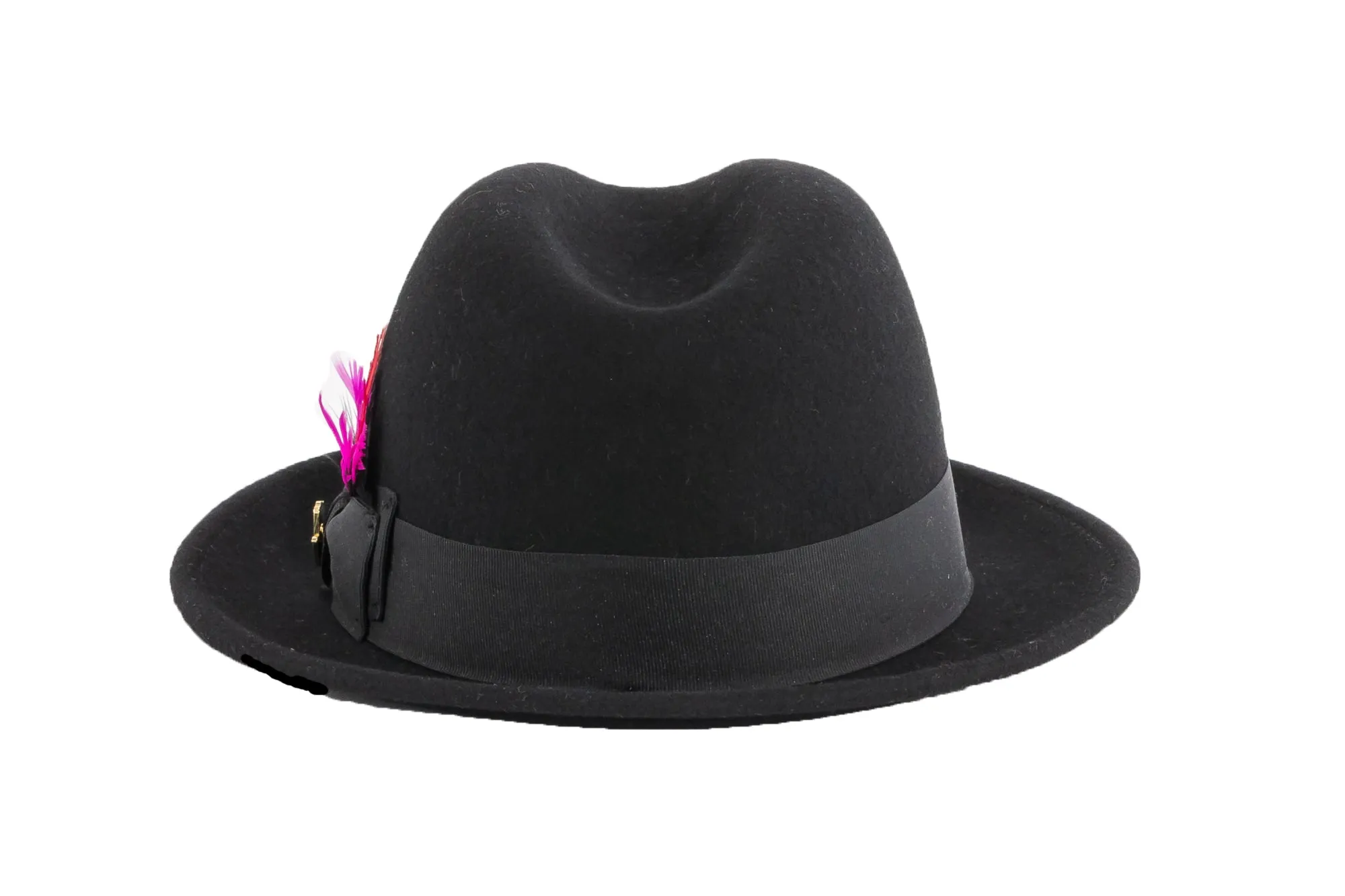 Ferrecci Brooks Soft 100% Australian Wool Felt Body With Removable Feather Fully Crushable Black Hat Great For Travel.