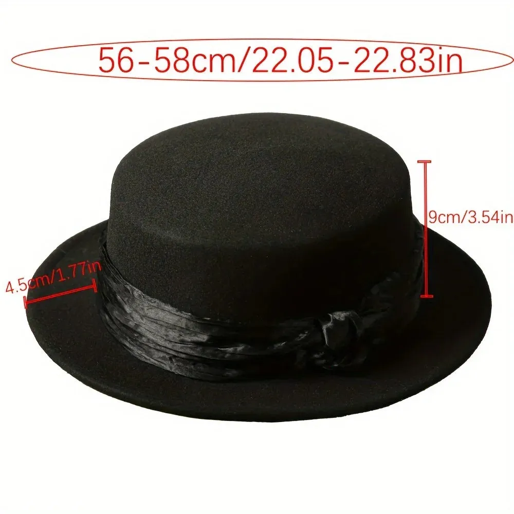 French Flat Top Woolen Fashionable Versatile British Retro Hat