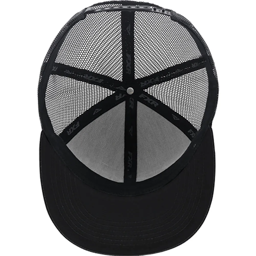 FXR  Race Div Hat Snap Back Trucker Flat Brim Cotton Black Stone