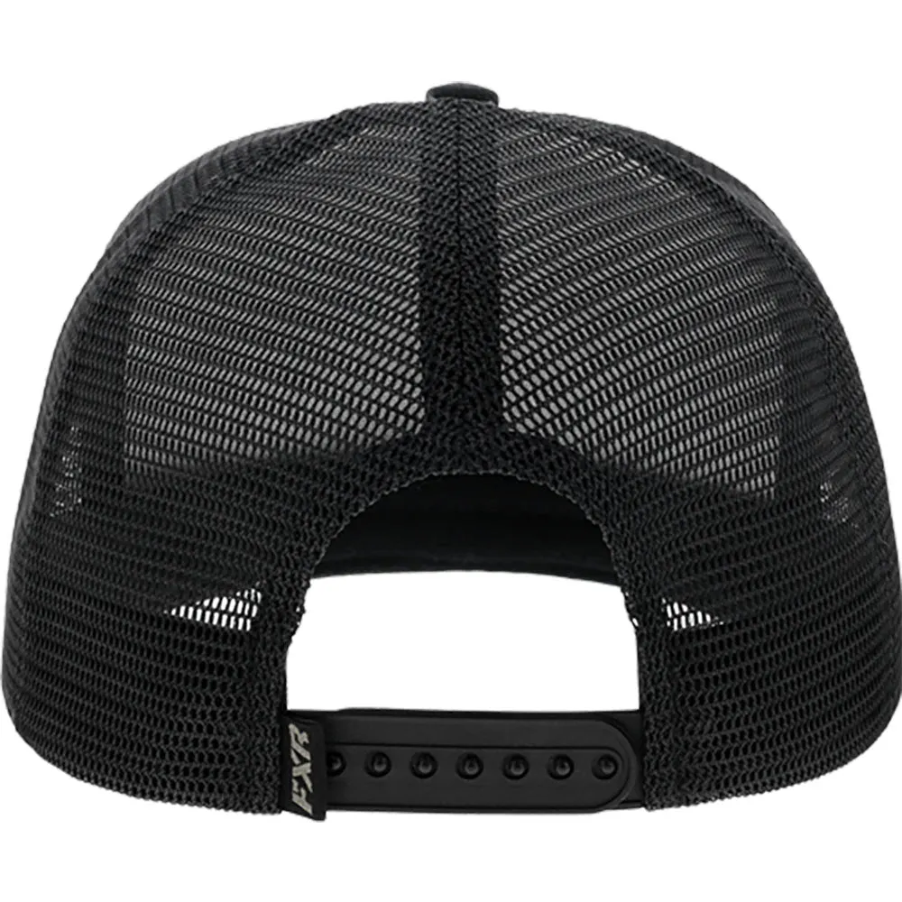 FXR  Race Div Hat Snap Back Trucker Flat Brim Cotton Black Stone