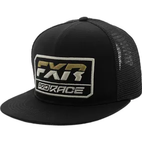 FXR  Race Div Hat Snap Back Trucker Flat Brim Cotton Black Stone