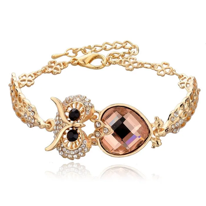 Gold Plated Owl Bracelets For Women Crystal Bracelets & Bangles Vintage Jewelry