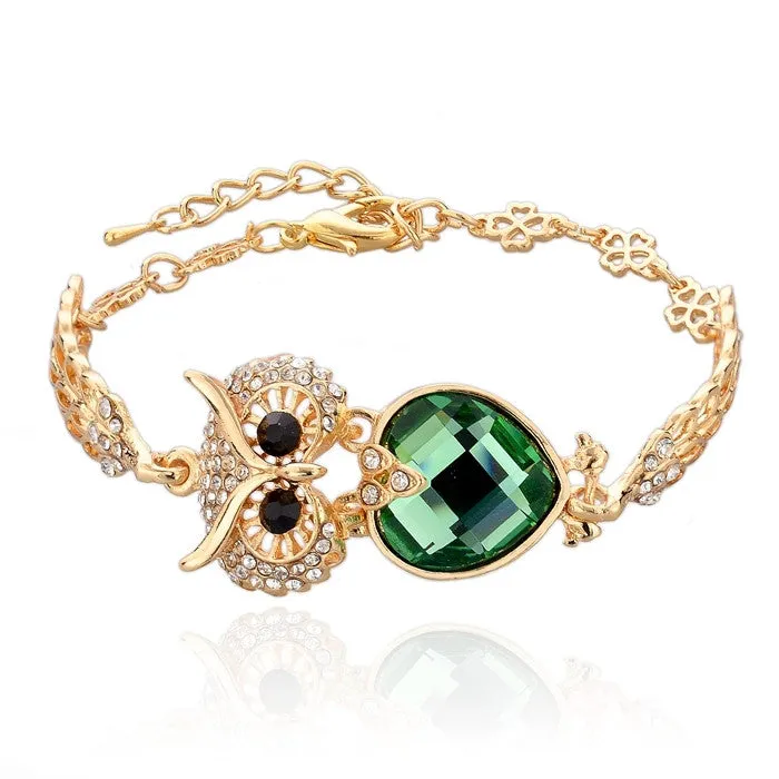 Gold Plated Owl Bracelets For Women Crystal Bracelets & Bangles Vintage Jewelry