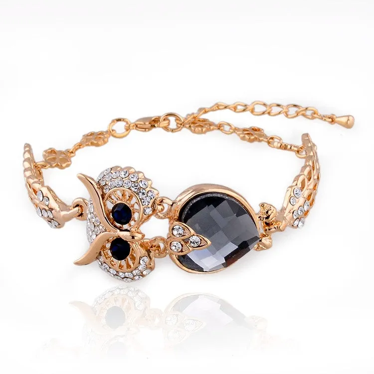 Gold Plated Owl Bracelets For Women Crystal Bracelets & Bangles Vintage Jewelry