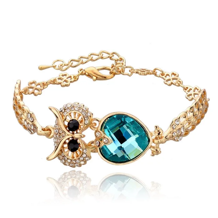 Gold Plated Owl Bracelets For Women Crystal Bracelets & Bangles Vintage Jewelry