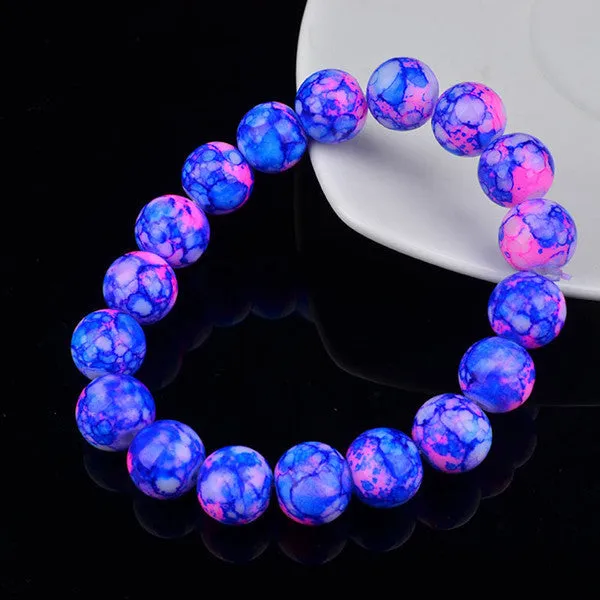 Handmade Natural Stone Stretch/Elastic Glass Beads Charm Bracelets Women Fashion Jewelry Gifts