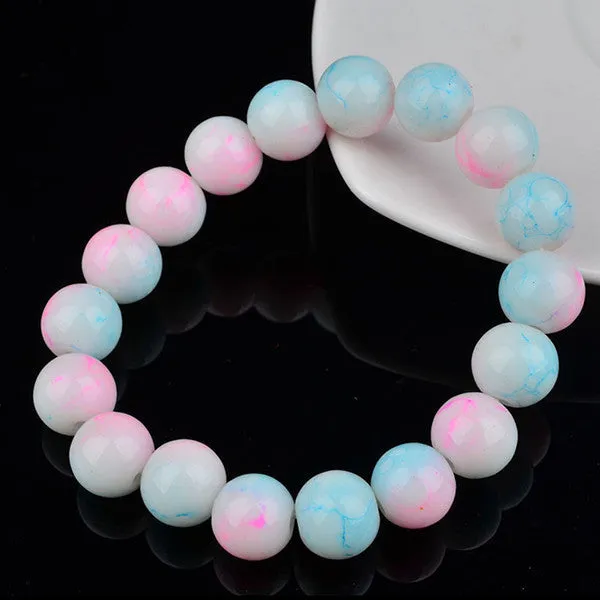 Handmade Natural Stone Stretch/Elastic Glass Beads Charm Bracelets Women Fashion Jewelry Gifts