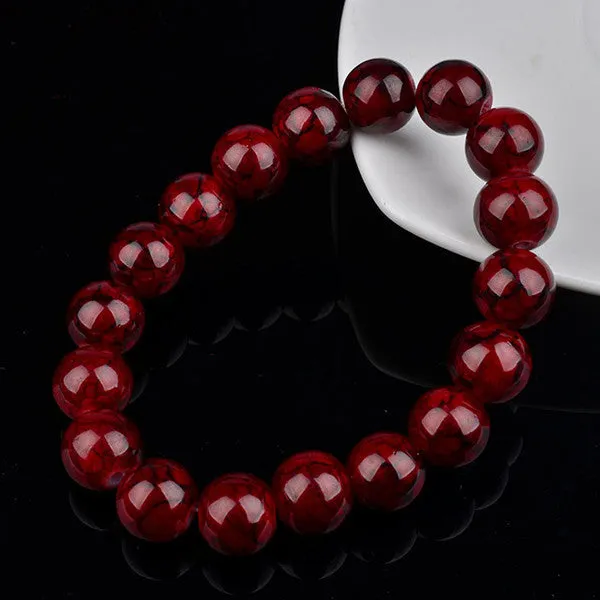 Handmade Natural Stone Stretch/Elastic Glass Beads Charm Bracelets Women Fashion Jewelry Gifts