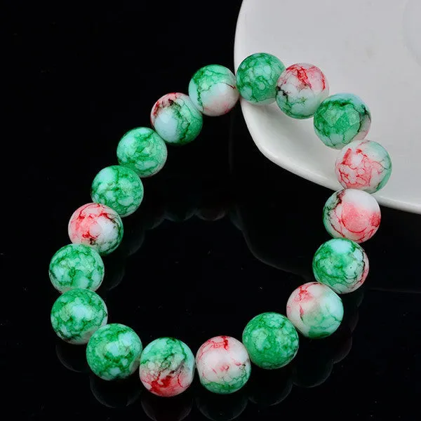 Handmade Natural Stone Stretch/Elastic Glass Beads Charm Bracelets Women Fashion Jewelry Gifts