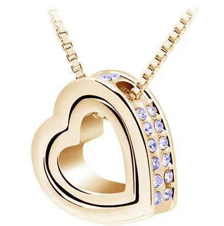 Heart Crystal Necklaces & Pendants 18K Gold And Silver Plated Jewellery & Jewerly 2016 Necklace Women Fashion Jewelry