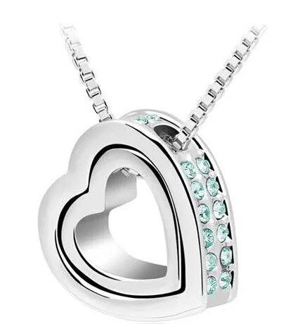 Heart Crystal Necklaces & Pendants 18K Gold And Silver Plated Jewellery & Jewerly 2016 Necklace Women Fashion Jewelry