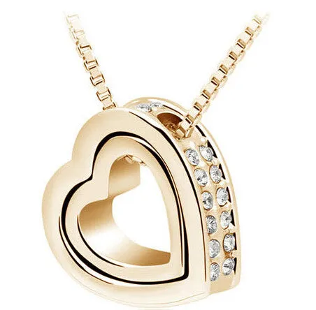 Heart Crystal Necklaces & Pendants 18K Gold And Silver Plated Jewellery & Jewerly 2016 Necklace Women Fashion Jewelry