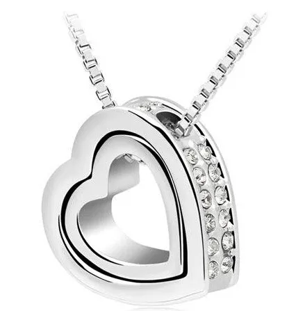 Heart Crystal Necklaces & Pendants 18K Gold And Silver Plated Jewellery & Jewerly 2016 Necklace Women Fashion Jewelry