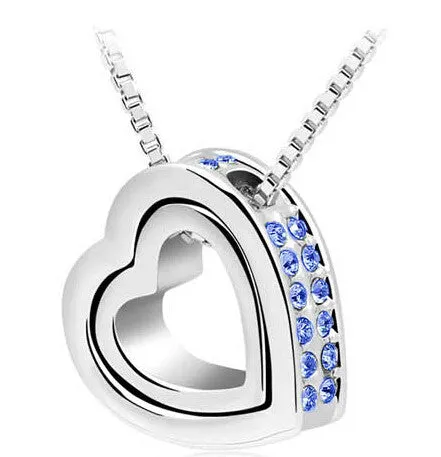 Heart Crystal Necklaces & Pendants 18K Gold And Silver Plated Jewellery & Jewerly 2016 Necklace Women Fashion Jewelry