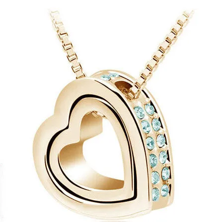 Heart Crystal Necklaces & Pendants 18K Gold And Silver Plated Jewellery & Jewerly 2016 Necklace Women Fashion Jewelry