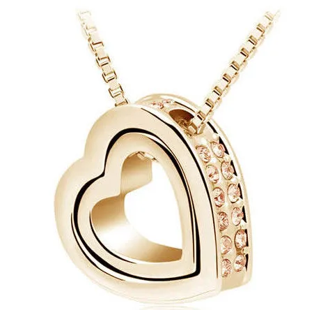 Heart Crystal Necklaces & Pendants 18K Gold And Silver Plated Jewellery & Jewerly 2016 Necklace Women Fashion Jewelry