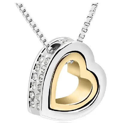 Heart Crystal Necklaces & Pendants 18K Gold And Silver Plated Jewellery & Jewerly 2016 Necklace Women Fashion Jewelry