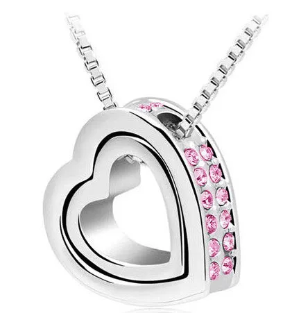 Heart Crystal Necklaces & Pendants 18K Gold And Silver Plated Jewellery & Jewerly 2016 Necklace Women Fashion Jewelry