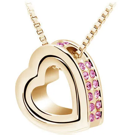 Heart Crystal Necklaces & Pendants 18K Gold And Silver Plated Jewellery & Jewerly 2016 Necklace Women Fashion Jewelry