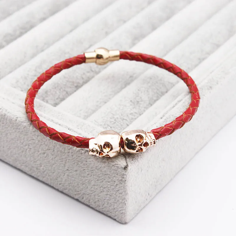 Hot New Bracelet Punk Style Leather Bracelet Male Skull Charm Bracelet Jewelry