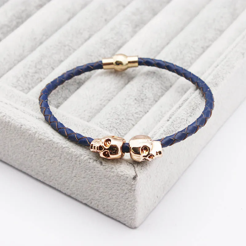 Hot New Bracelet Punk Style Leather Bracelet Male Skull Charm Bracelet Jewelry