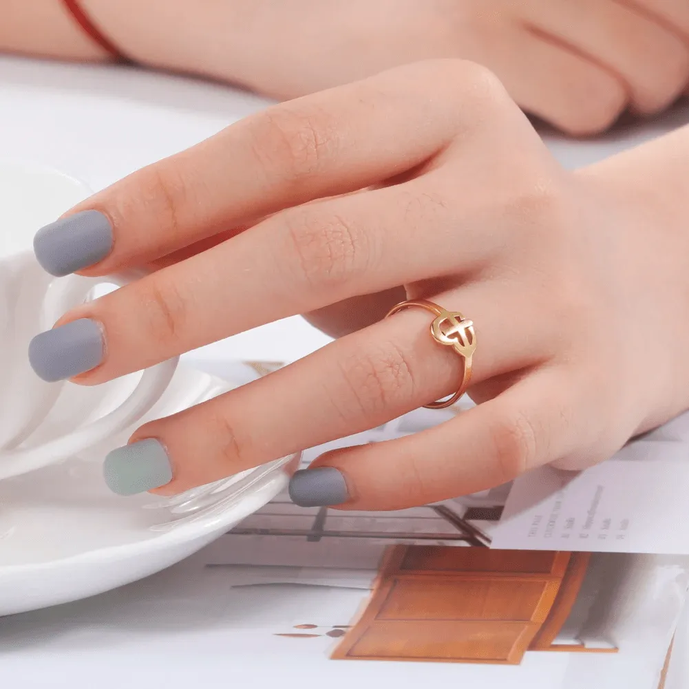 Intricate Christian Ring with Cross Symbol