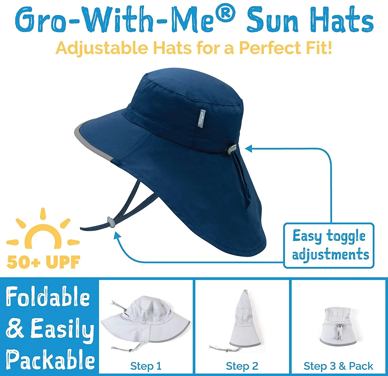 Jan & Jul Gro-With-Me Cotton Adventure Hat - Atlantic Blue